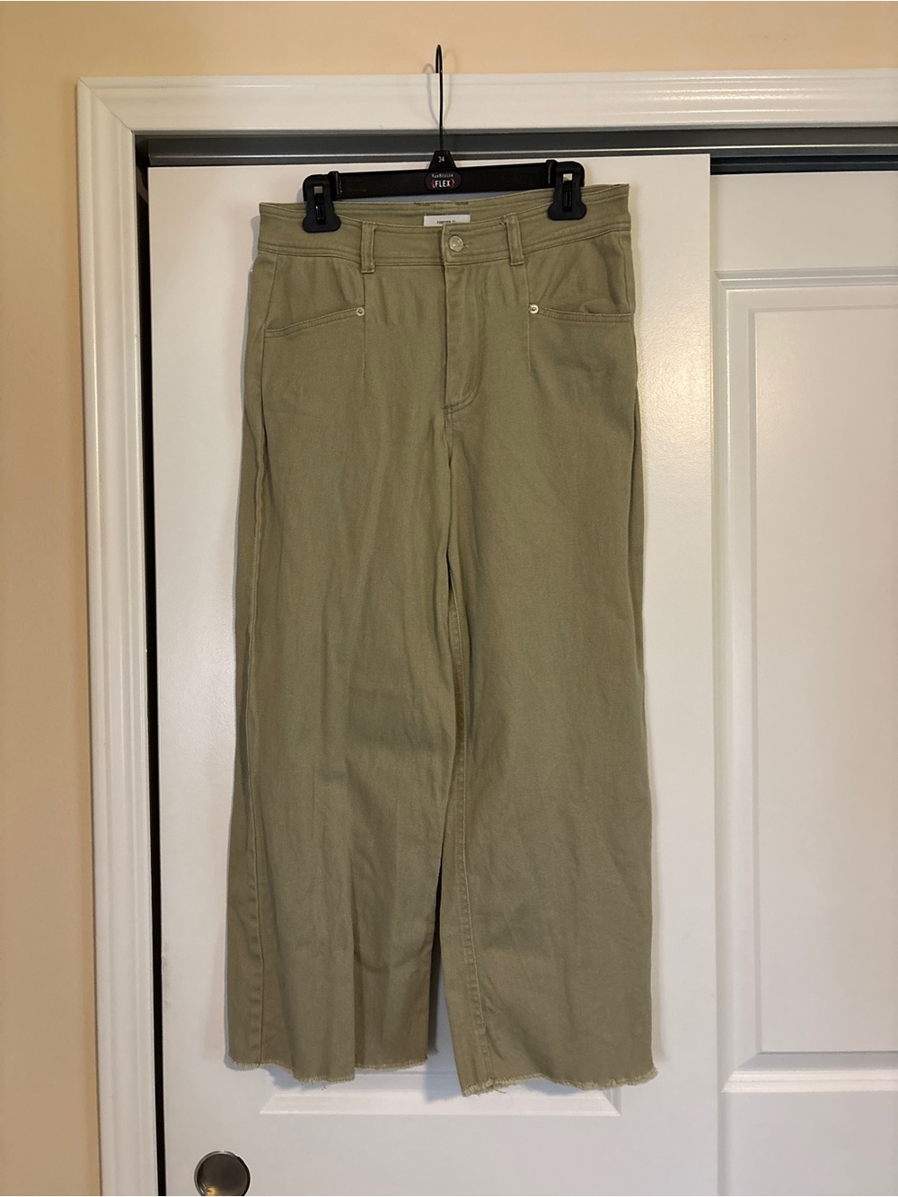 Forever 21 Olive Sage Green Wide-Leg Jeans